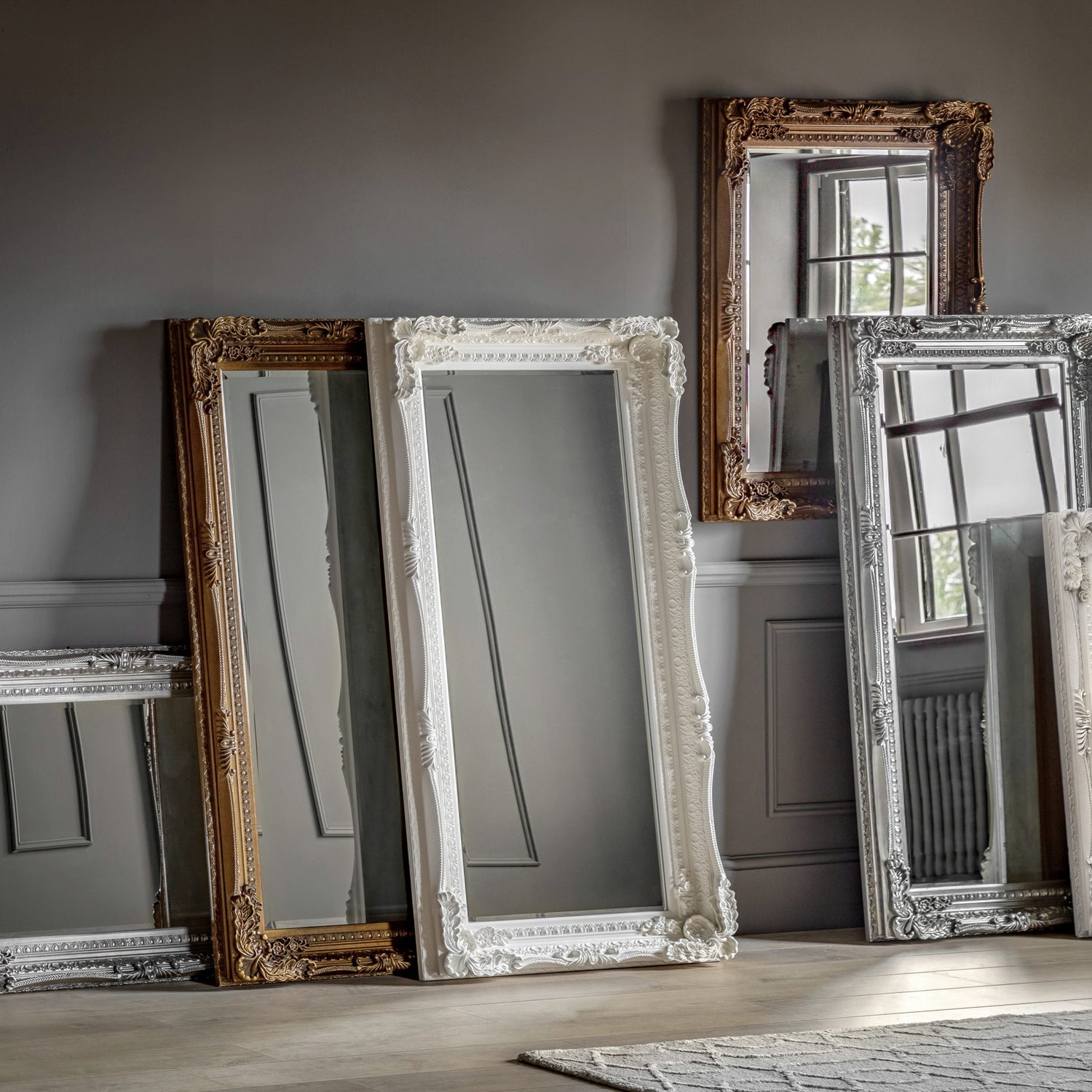 ornate framed rococo leaner mirrors