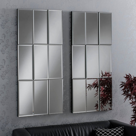 Art Deco 9 Panel Bevelled Wall Mirror My Store