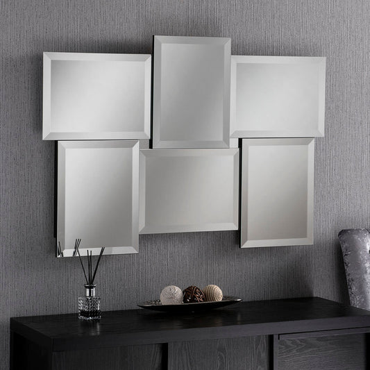 Art deco 6 Panel Bevelled Wall Mirror My Store