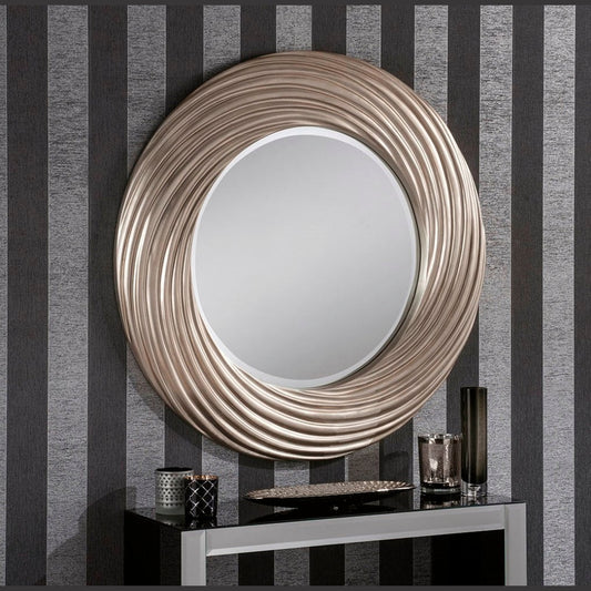 Ella Silver Round Bevelled Mirror 92cm dia My Store