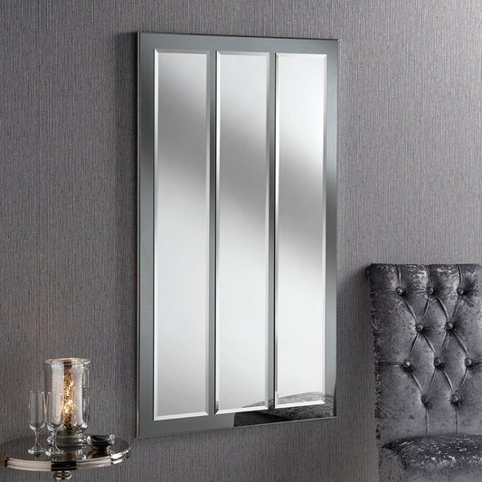 GNG Grey Trio Bevelled Panel Mirror My Store