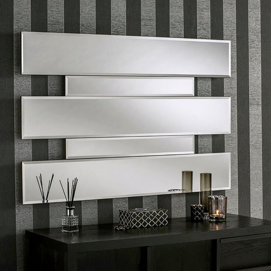 Art Deco Silver 5 Panel Bevelled Wall Mirror My Store