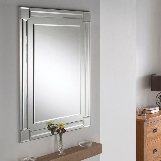 Art Deco Silver Bevelled Wall Mirror My Store
