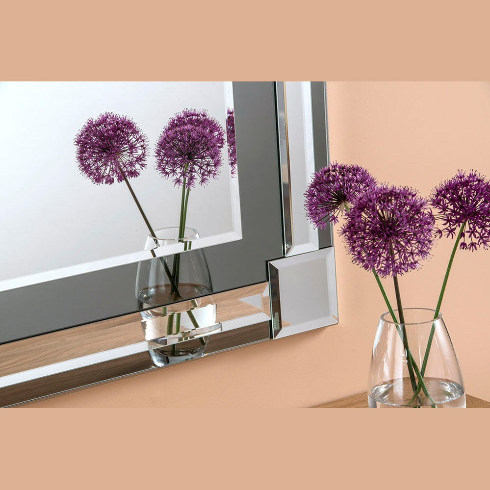 Art Deco Grey & Silver Bevelled Wall Mirror My Store