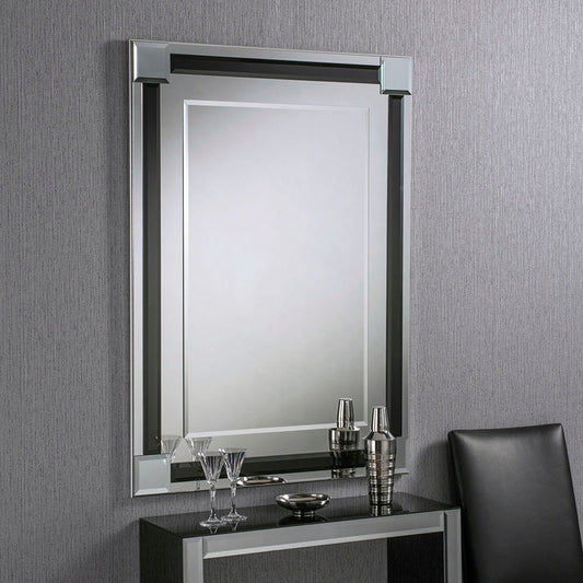 Art Deco Black & Silver Bevelled Wall Mirror My Store