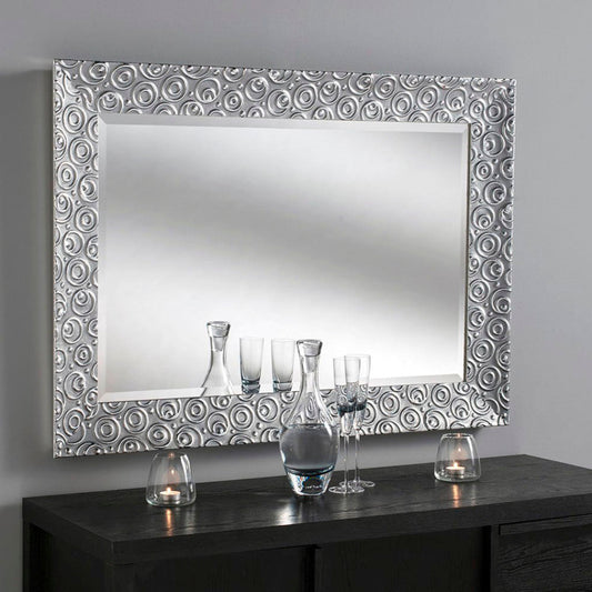Silver Swirls framed Bevelled Wall Mirror 10 sizes My Store