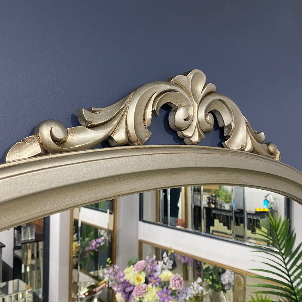Regal Champagne Silver Overmantel Mirror My Store