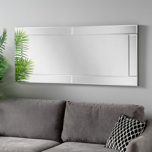 BM Silver Bevelled Wall Mirror 152cm Large My Store