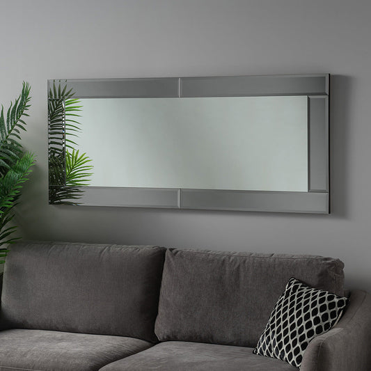 BM Grey Bevelled Wall Mirror  152cm Large My Store