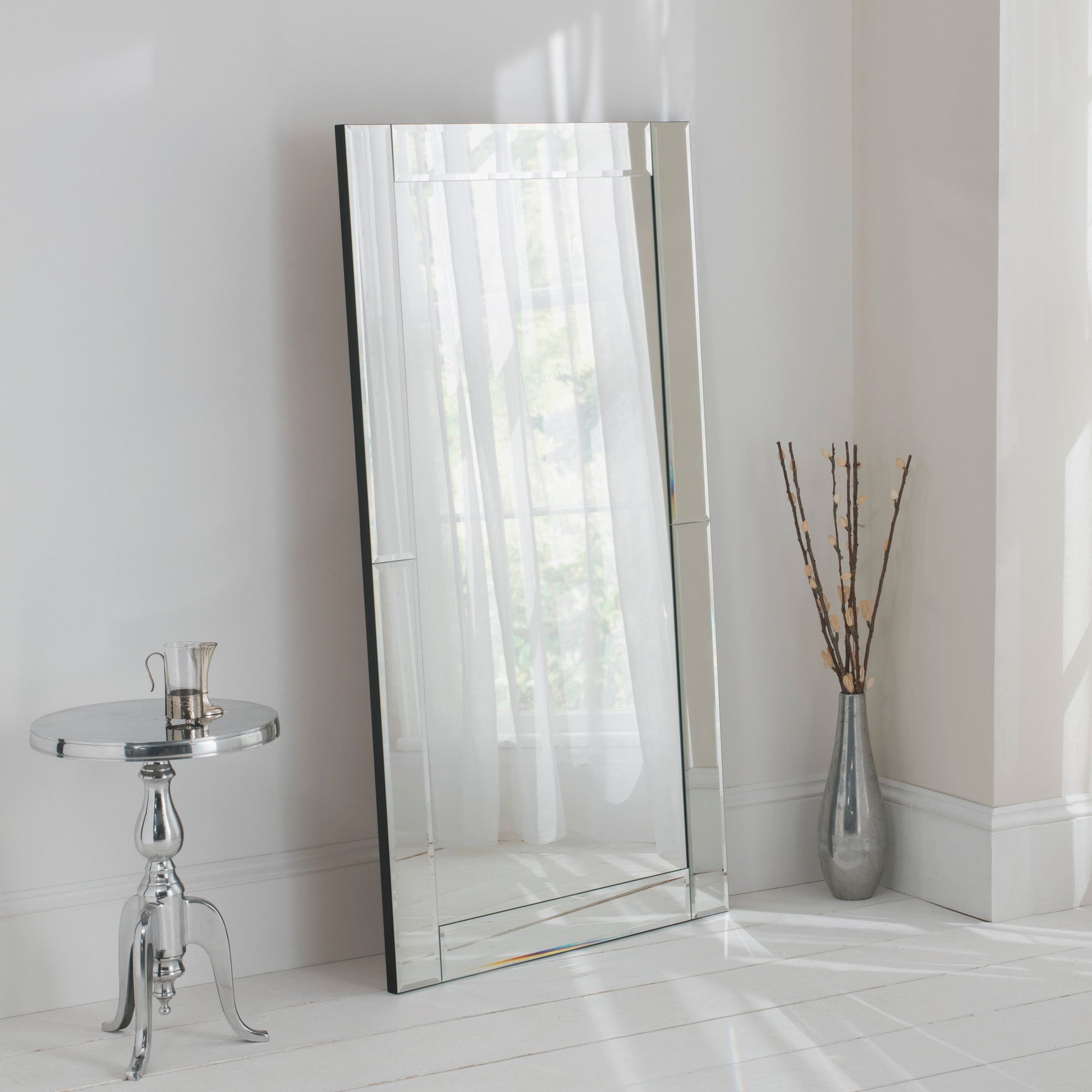 BM Silver Bevelled Wall Mirror 152cm Large My Store