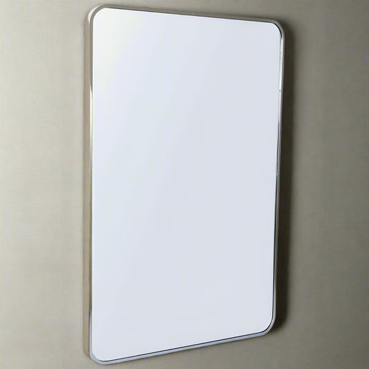 Quebec Rounded Silver Metal Wall Mirror My Store
