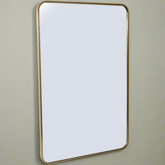 Quebec Rounded Gold Metal Wall Mirror My Store