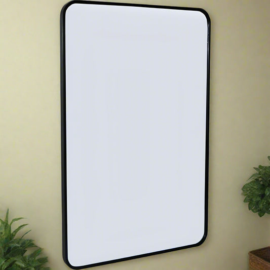 Quebec Rounded Black Metal Wall Mirror My Store