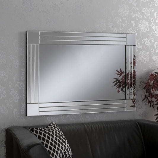 Art Deco Silver Bevelled Wall Mirror My Store