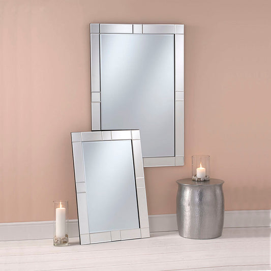 Silver all Glass Bevelled Wall Mirror 2 sizes My Store