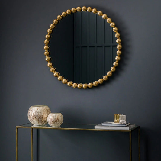 Ceretti Round Mirror in Gold - High Street Mirrors