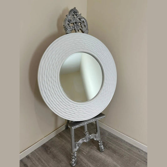 Evora Round Mirror in White High Street Mirrors  High Street Mirrors ROUND WALL MIRROR