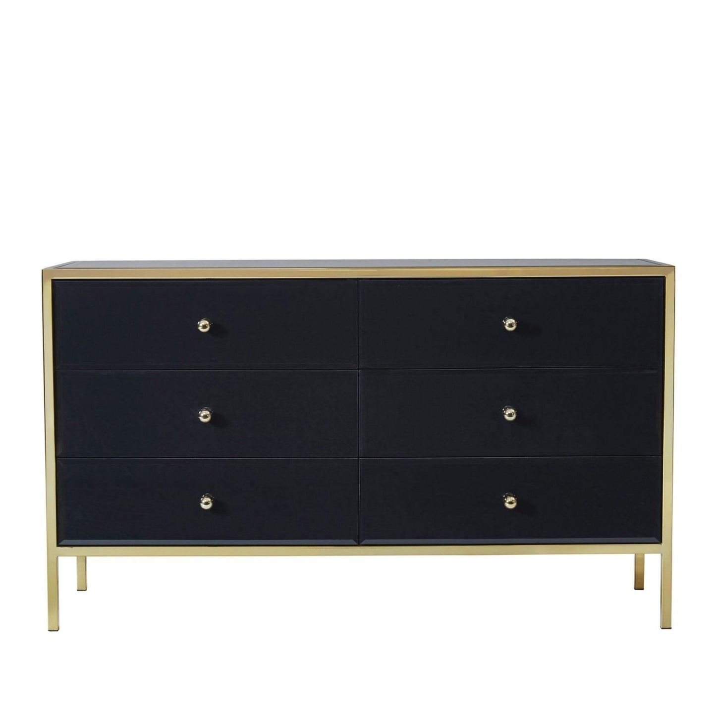 Fenwick Black & Gold Mirrored 6 drawer Chest My Store
