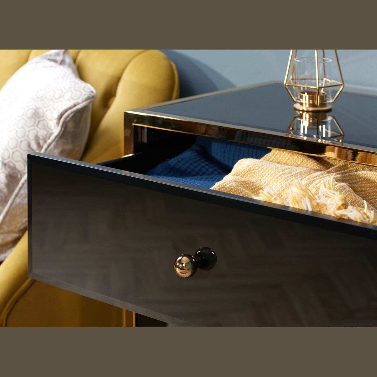 Fenwick Black & Gold Mirrored 6 drawer Chest My Store
