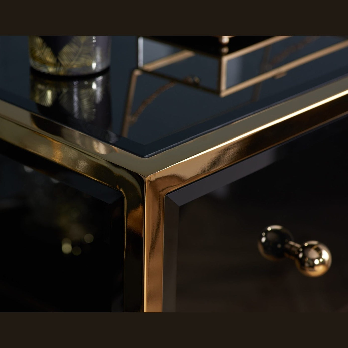 Fenwick Black & Gold Mirrored 4 drawer Chest My Store