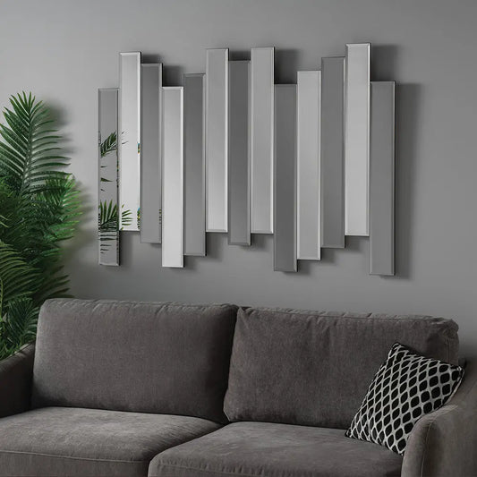 Multi Sectional Grey & Silver Strip Mirror 3 sizes My Store  High Street Mirrors shaped, ART DECO. rectangular