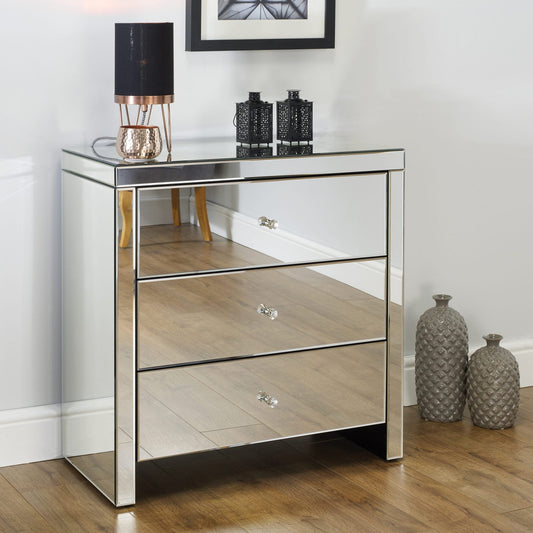 Seville 3 Drawer Mirrored Chest My Store