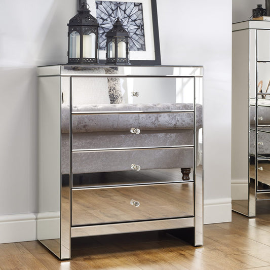 Seville 4 Drawer Mirrored Chest My Store