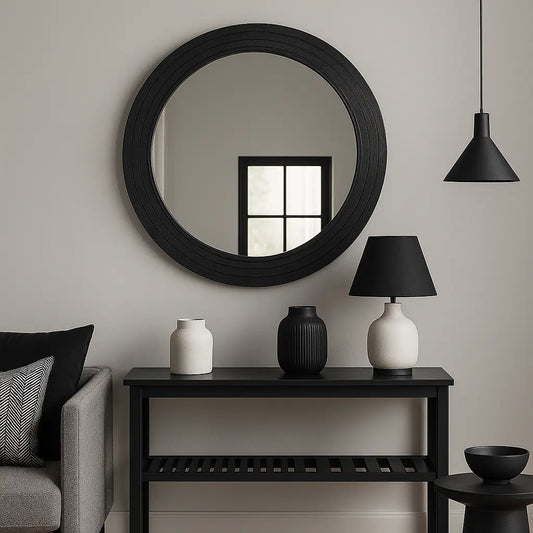 Scala Black Round Wall Mirror High Street Mirrors  High Street Mirrors ROUND WALL MIRROR