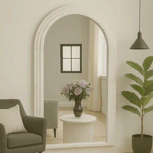 Scala White Large Oval Top Wall Mirror High Street Mirrors  High Street Mirrors ROUND WALL MIRROR, framed mirror, large mirror