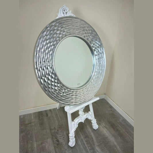 Evora Round Mirror in Silver Chrome High Street Mirrors  High Street Mirrors ROUND WALL MIRROR