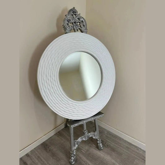 Evora Round Mirror in White High Street Mirrors  High Street Mirrors ROUND WALL MIRROR