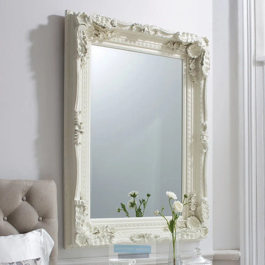 Carved Louis Ornate Mirror in White High Street Mirrors