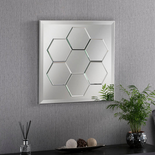 Arosa Silver Hex Wall Mirror My Store