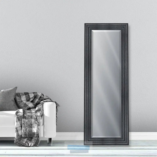 Stepped Charcoal Grey Framed Bevelled Wall Mirror 3 sizes High Street Mirrors
