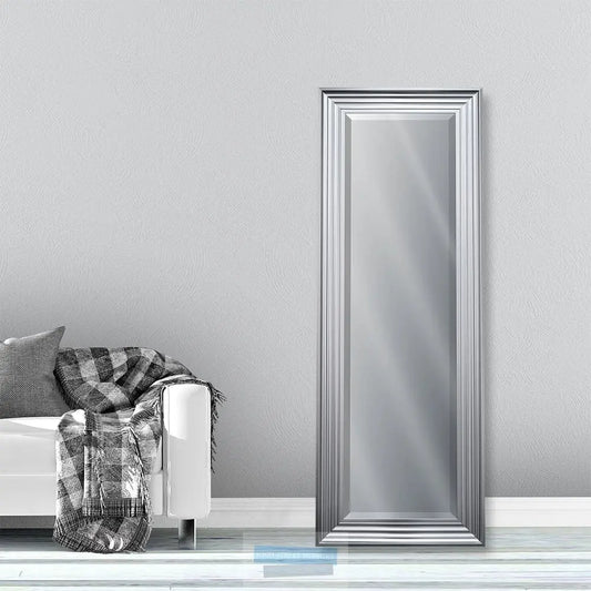 Stepped Steel Silver Framed Bevelled Wall Mirror 3 sizes High Street Mirrors
