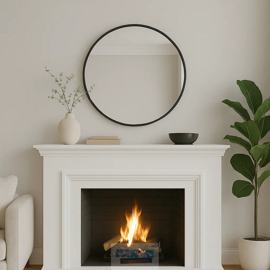 Studio Black Round Wall Mirror 80cm High Street Mirrors