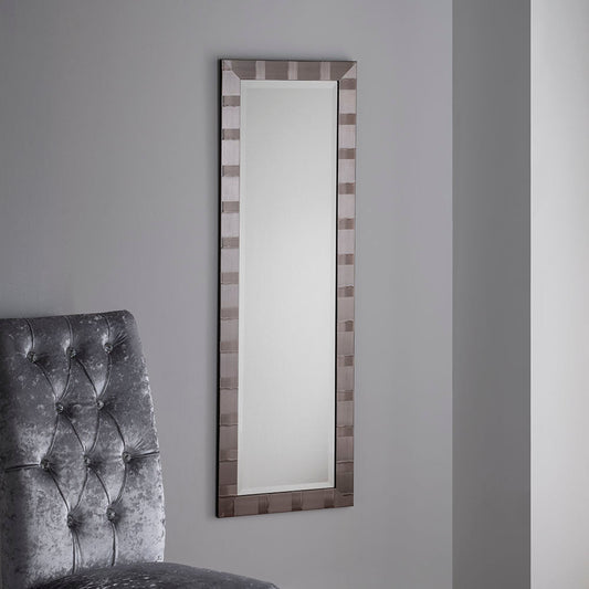 Manhattan Grey Framed Bevelled Wall Mirror narrow My Store