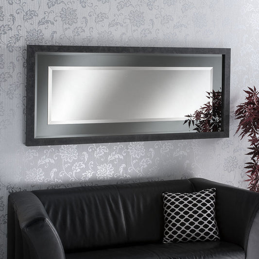 Dark Concrete Laca Bevelled Wall Mirror  5 sizes My Store