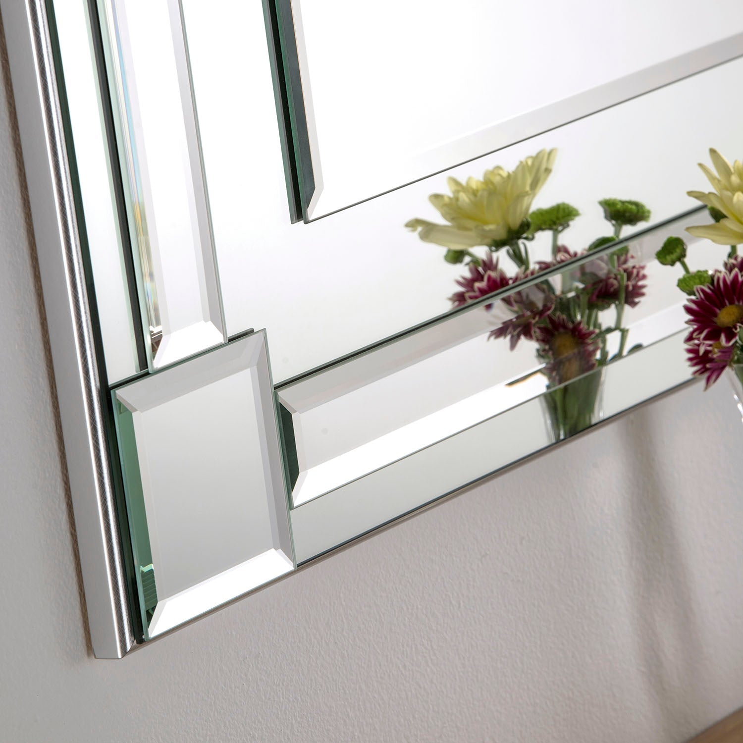 Art Deco Silver Bevelled Wall Mirror My Store