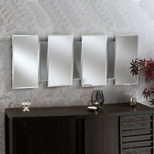 Mars Silver & Grey Bevelled Wall Mirror Large My Store
