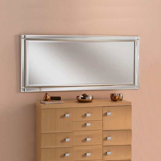 Elegant Champagne Silver Frame with surface mounted mirror border My Store