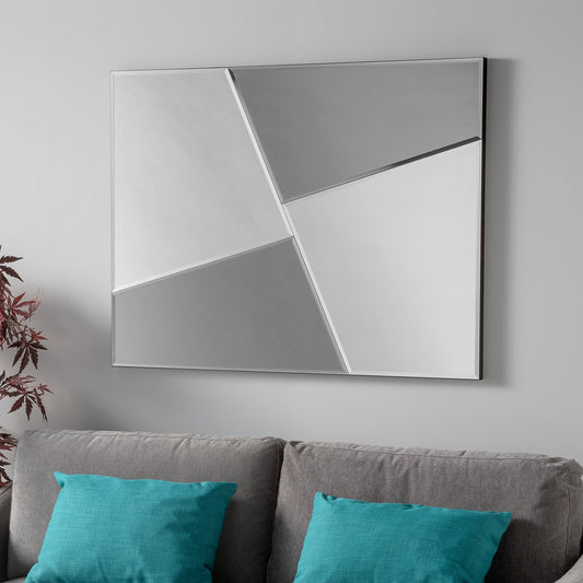 Multi Panel Grey & Silver Bevelled Wall Mirror My Store