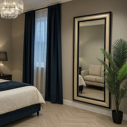 Lusso Black & Gold Bevelled Wall Mirror 9 sizes My Store