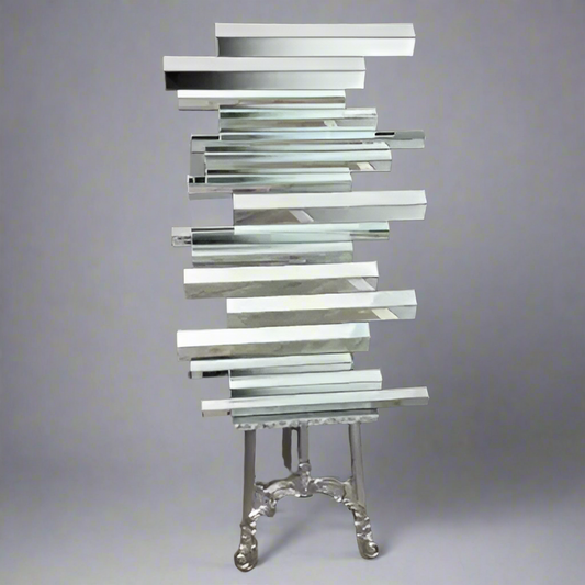 Art Deco Piano Strip Silver Mirror medium My Store  High Street Mirrors shaped,