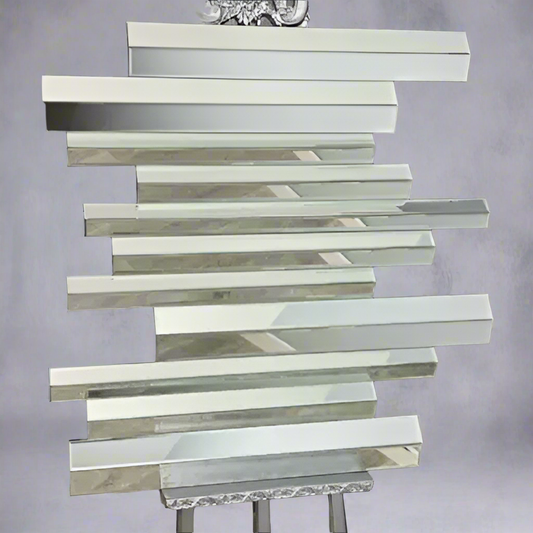 Art Deco Piano Strip Silver Mirror medium My Store  High Street Mirrors shaped,