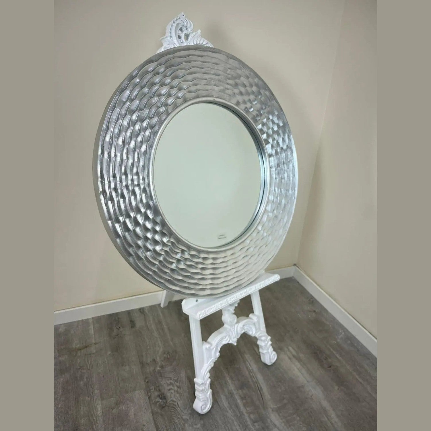 Evora Round Mirror in White High Street Mirrors  High Street Mirrors ROUND WALL MIRROR