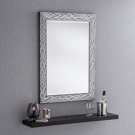 Ripple Blackened Silver mix Framed Bevelled Wall Mirror 10 sizes My Store