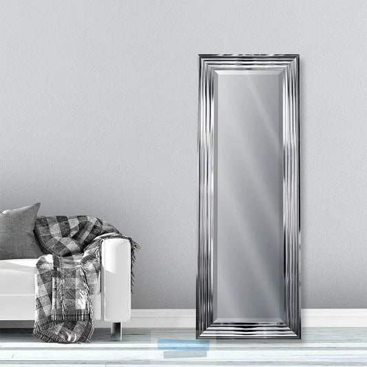Stepped Chrome Framed Bevelled Wall Mirror 3 sizes High Street Mirrors