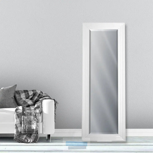 Stepped White Framed Bevelled Wall Mirror 3 sizes High Street Mirrors